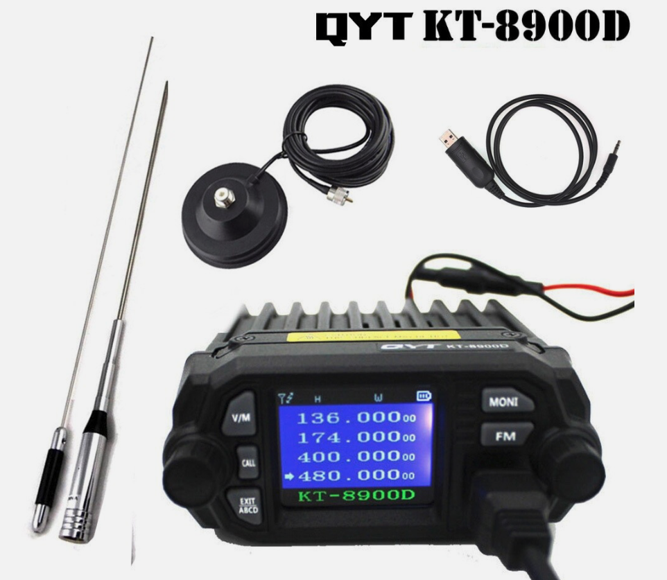 QYT Radio móvil KT-8900D GMRS | Salida de potencia de doble banda de 25 vatios | 200 canales | CTCSS y DSC | Escaneo UHF | Compatible con repetidor GMRS | Ideal para conducción todoterreno y vehículos