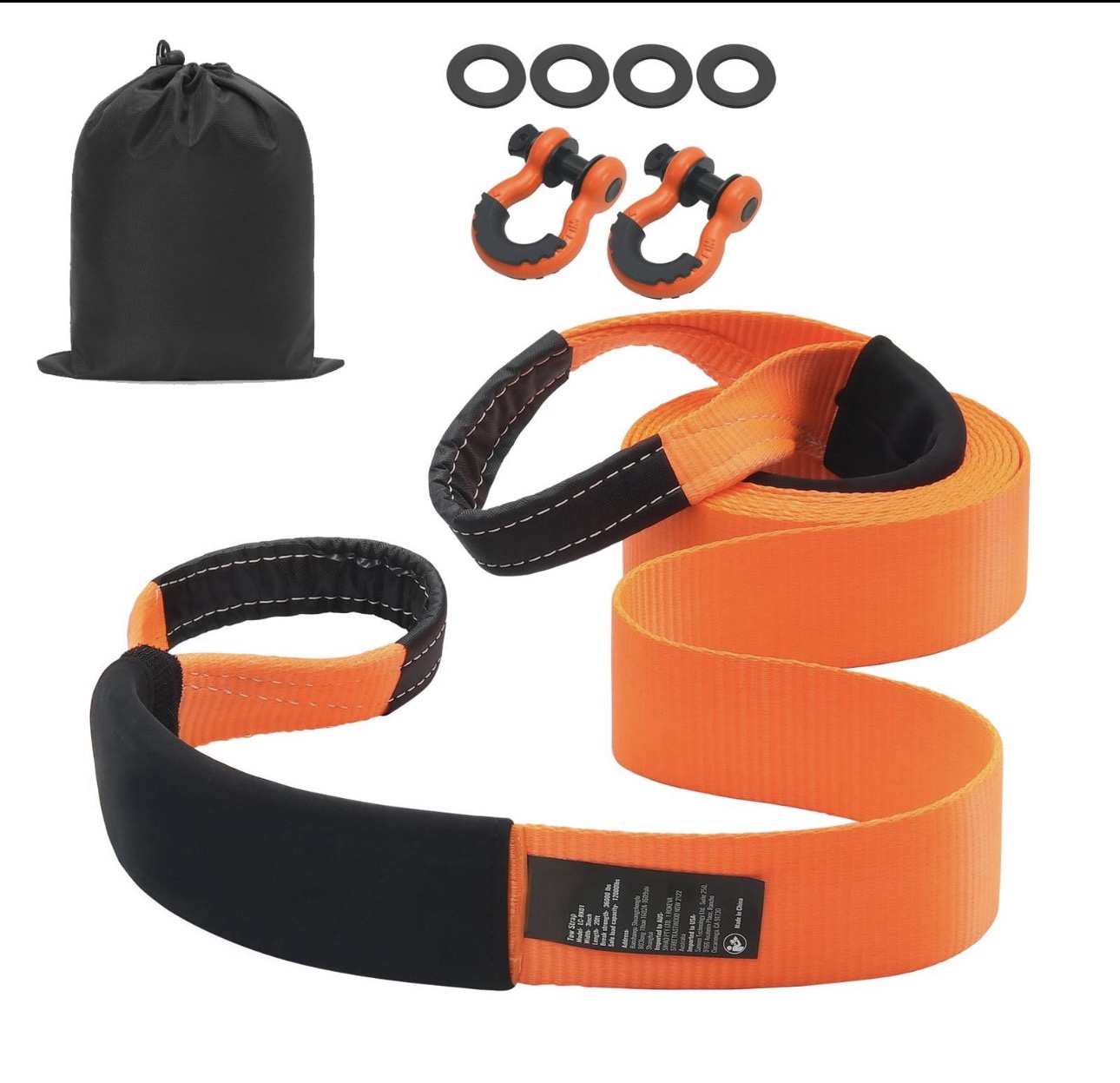 IRON POWER Emergency Rescue Tow Strap Kit – 20 ft × 2 in