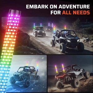 EHAHO 2-Pack 3FT Spiral RGB LED Whip Lights with Spring Base